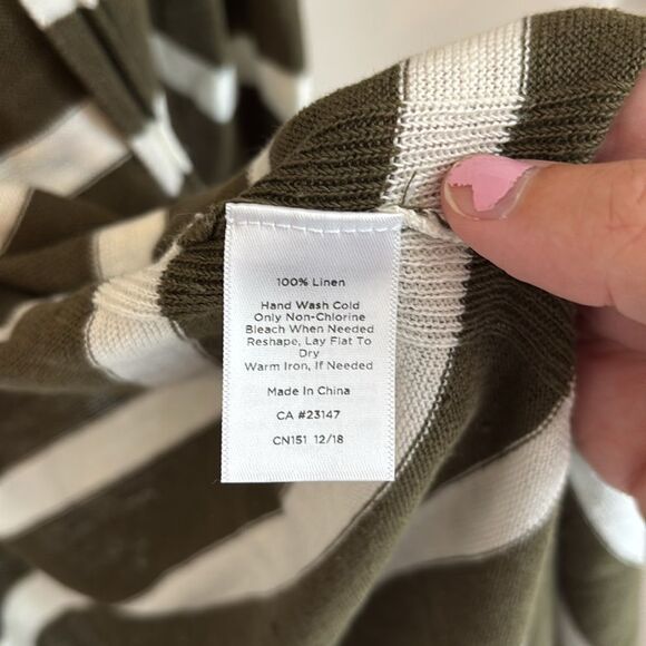 Talbots Women’s 100% linen knit duster long open cardigan Olive Knit Sweater med - Picture 7 of 8